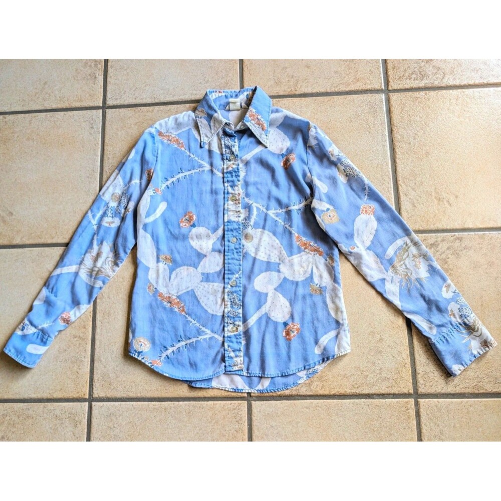 Vintage 70s Women's Levi's Long Sleeve Button Up Cactus Flower Small